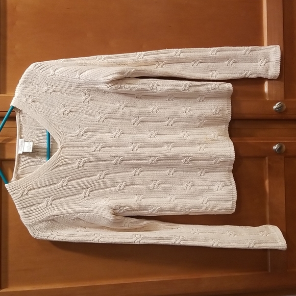 Cullen Sweaters - LIKE NEW Cullen soft cotton cable v-neck sweater Cream/Ivory size Small